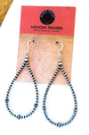 Navajo Sterling Silver Pearl Dangle Hoop Earrings 3 3/8”