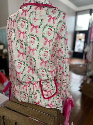 Sweet santa satin pajamas with velvet bows