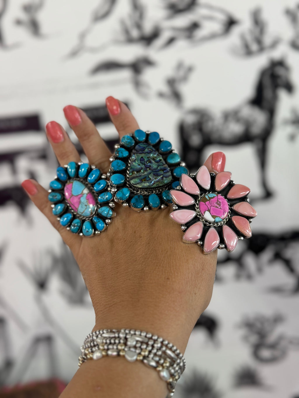 Statement Turquoise and Shell RIng