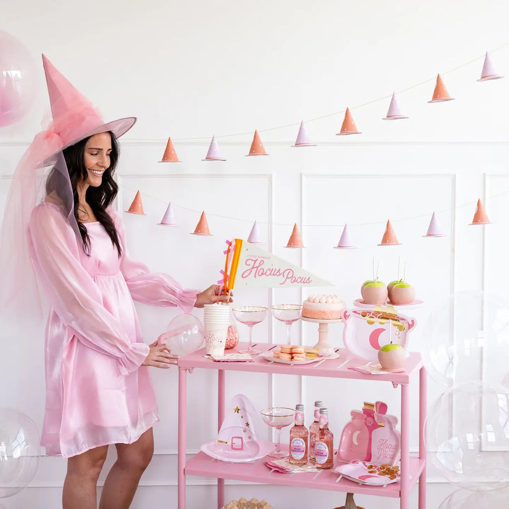 Pink witch hat banner