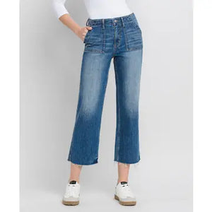 High rise cropped utility straight