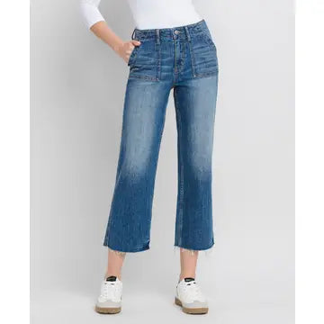 High rise cropped utility straight