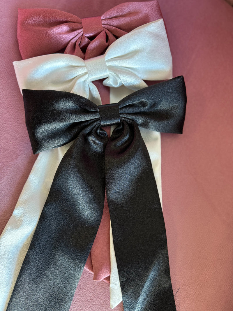 Satin bow hair clip