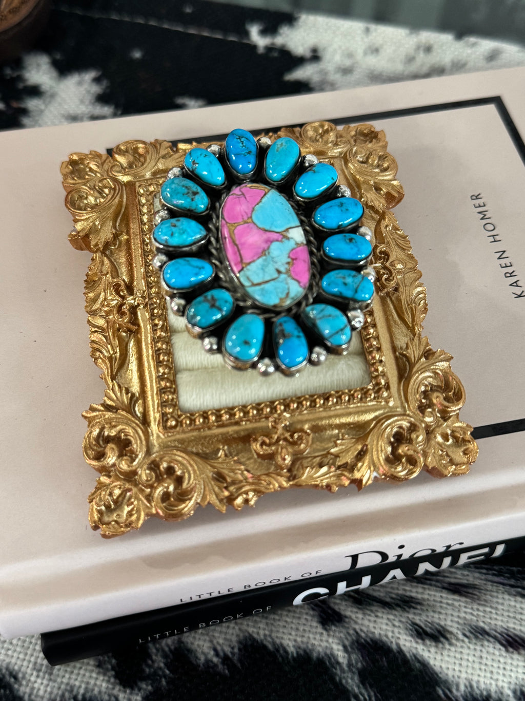 Statement Turquoise and Cotton Candy Turquoise Ring