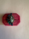 Beautiful Handmade Golden Hills Turquoise, Blue Opal And Sterling Silver Adjustable Ring