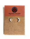 Zuni Sterling Silver And Mother Of Pearl Inlay Moon Stud Earrings