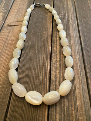 Navajo Mother Of Pearl & Sterling Silver Beaded Necklace