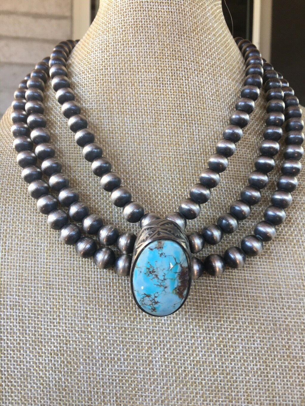 Golden Hills Turquoise & Sterling Silver Pearl Necklace