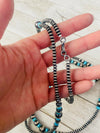 Navajo Turquoise & Sterling Silver Pearl Beaded 60 Inch Necklace