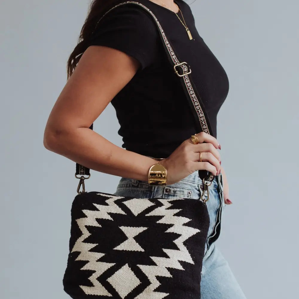 Black and white aztec crossbody