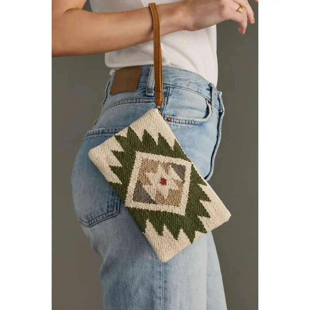 Green and Tan western wristlet