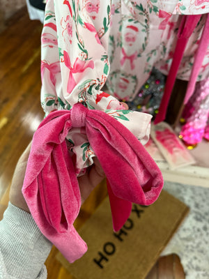 Sweet santa satin pajamas with velvet bows