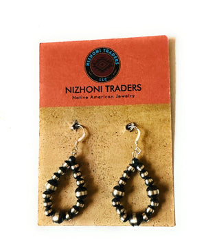 Navajo Sterling Silver Pearl Dangle Hoop Earrings