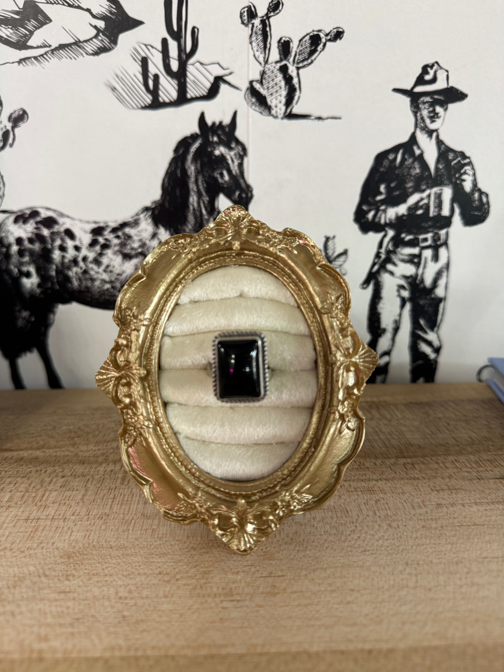 Navajo Handmade Sterling Silver Black Onyx Adjustable Ring Size 7 To 10