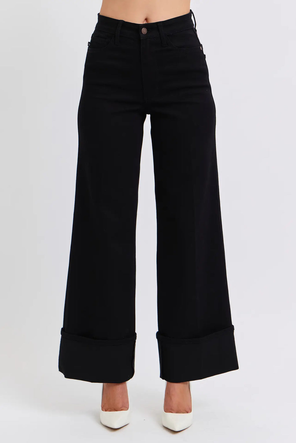 Judy Blue Retro Wide Leg Black Cuff Jeans