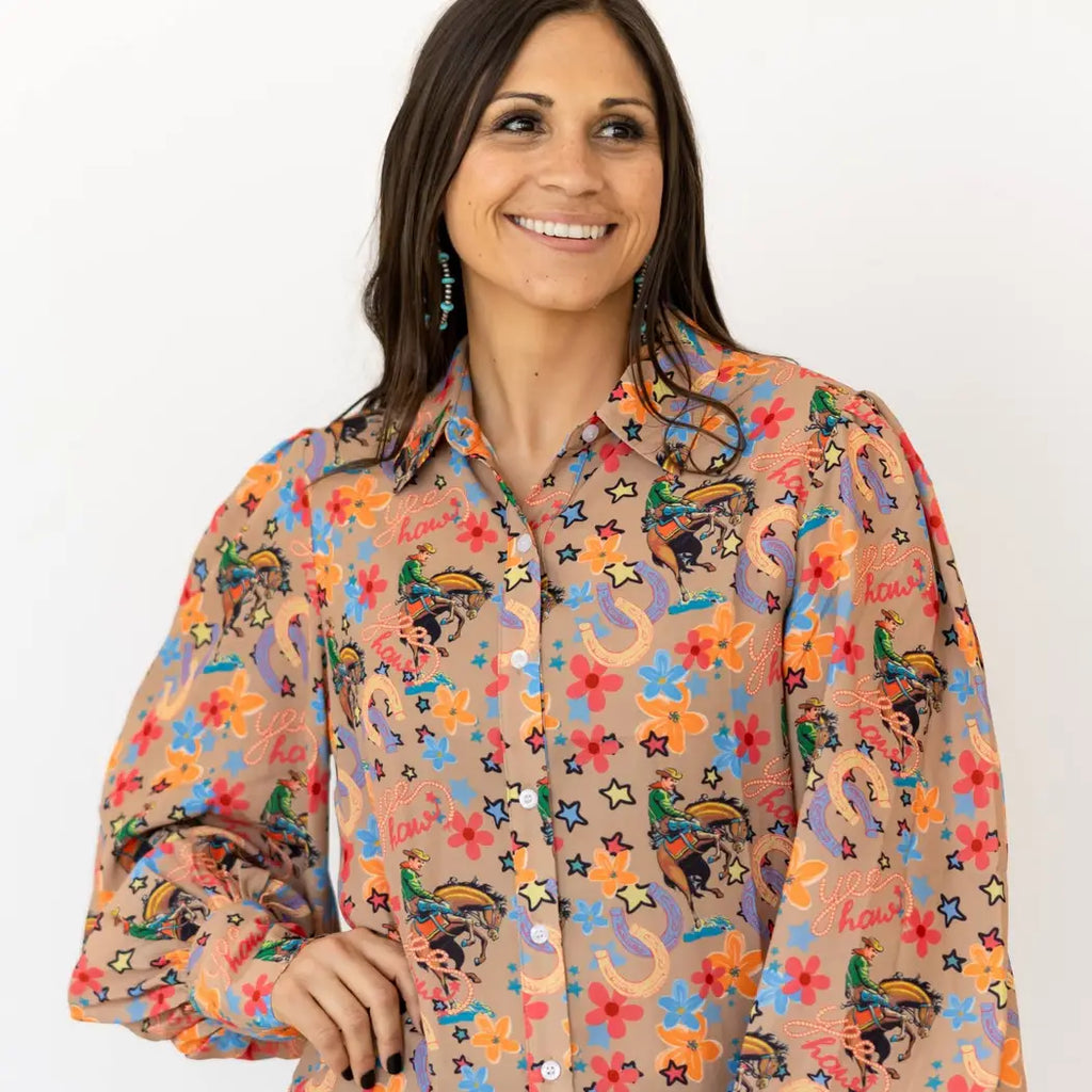 Yeehaw cowboy button up