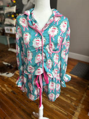 Sweet santa satin pajamas with velvet bows