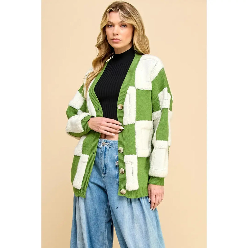 Square Chunky Knit Cardigan