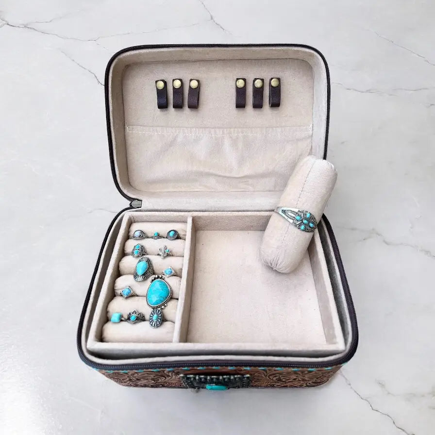 Howdy tooled jewelry case
