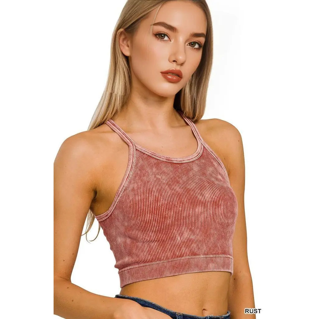 Washed tank bra