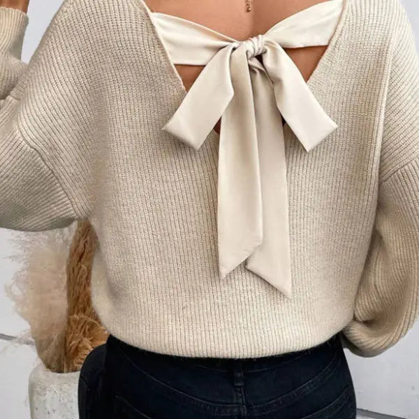 Bow Back Cream Sweater