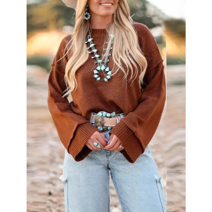 cowboy flare sleeve sweater