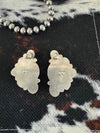 Navajo Handmade Sterling Silver Kingman Turquoise Half Cluster Earrings