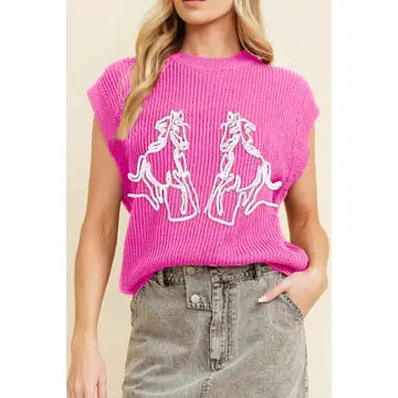 Pink pony club sweater vest