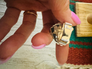Handmade Sterling Silver, Pink Dream & Orange Mojave Adjustable Ring