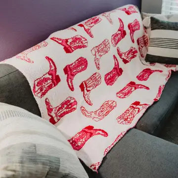 Pink western boots throw