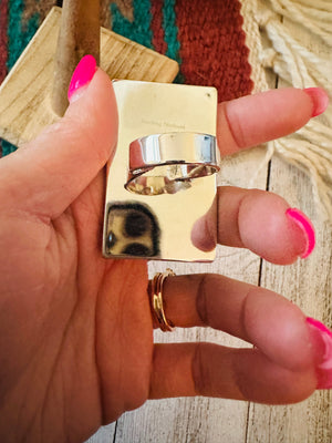 Handmade Sterling Silver & Pink Opal Adjustable Ring