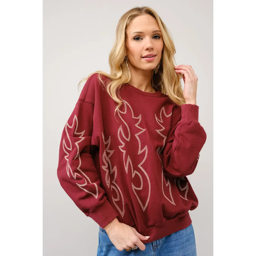 western boot stitch sweatshirt