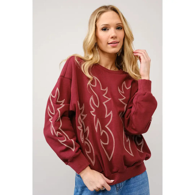 western boot stitch sweatshirt