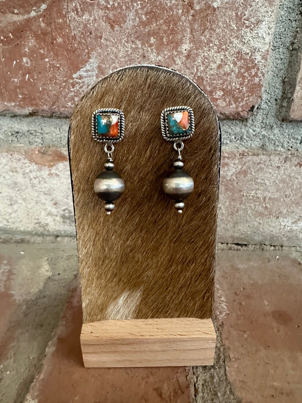 Nizhoni’s Handmade Sterling Silver Spice Navajo Pearl Style Dangle Earrings