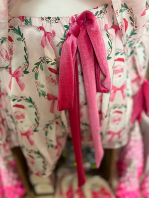 Sweet santa satin pajamas with velvet bows