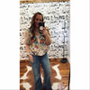 boho floral v neck half sleeve top
