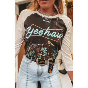 Yeehaw raglan sleeve top