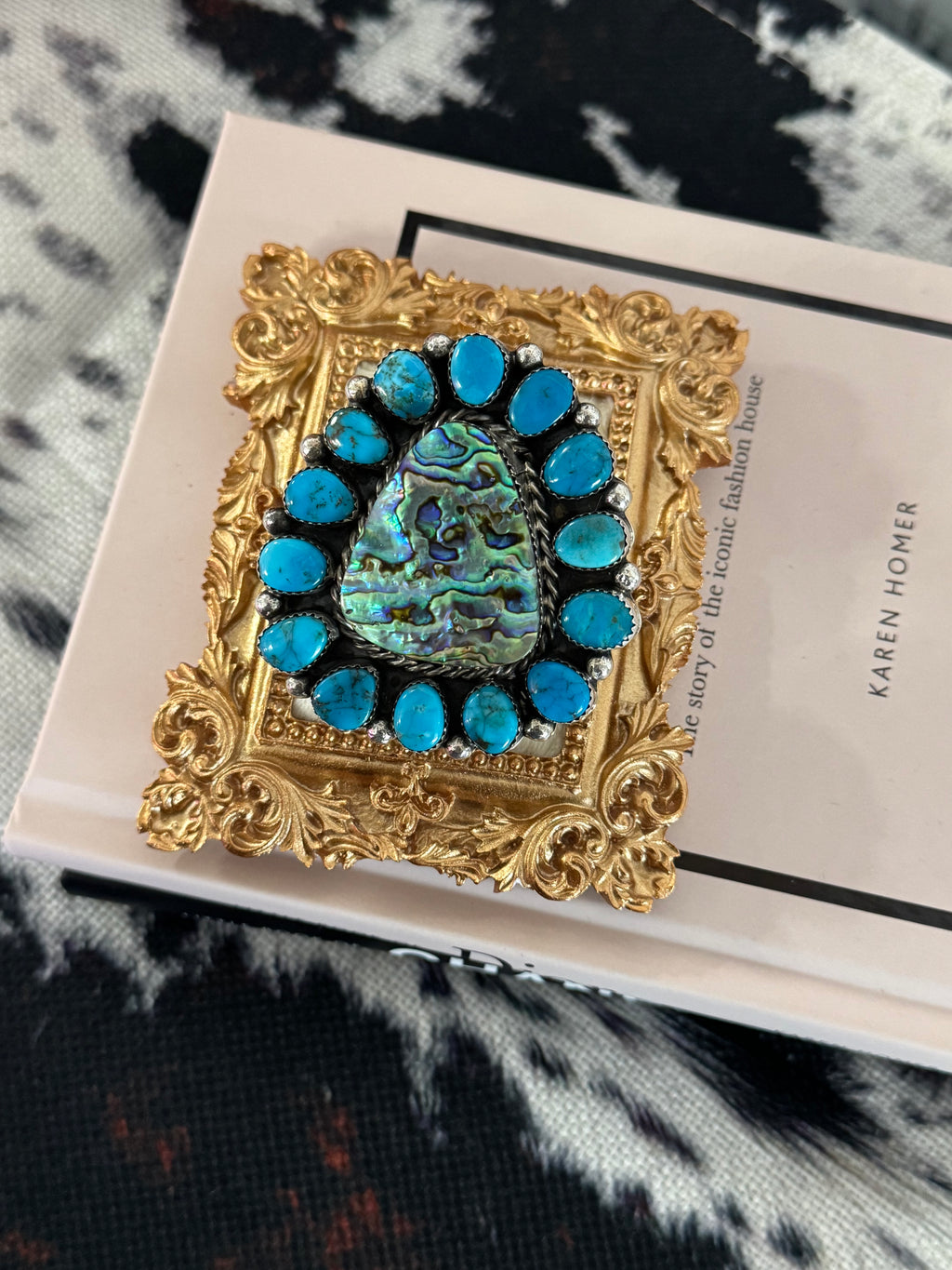 Statement Turquoise and Shell RIng
