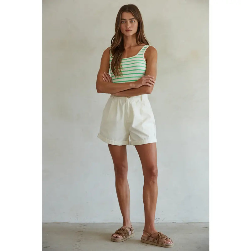 Seamless ribbed striped body suit