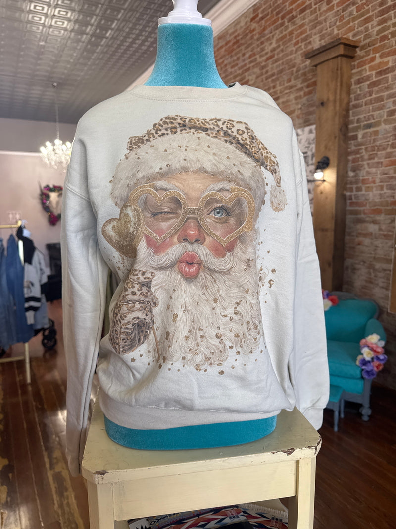 Heart Glasses Santa Sweatshirt