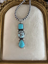 Native Navajo Handmade Sterling Silver Golden Hills Turquoise Drop Pendant
