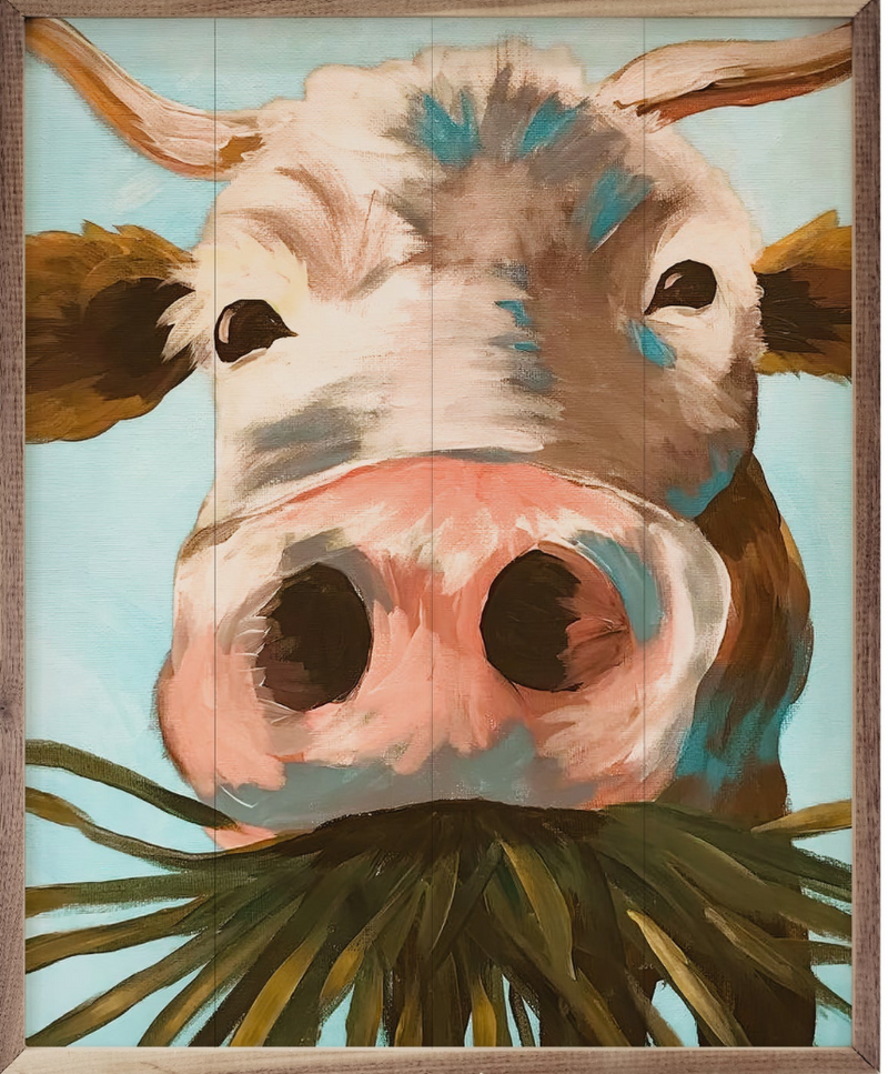 Cow Munching Grass By Morgan Adams