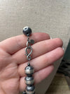 Navajo Sterling Silver Pearl 12mm Beaded Necklace With Natural #8 Stone 18 inch