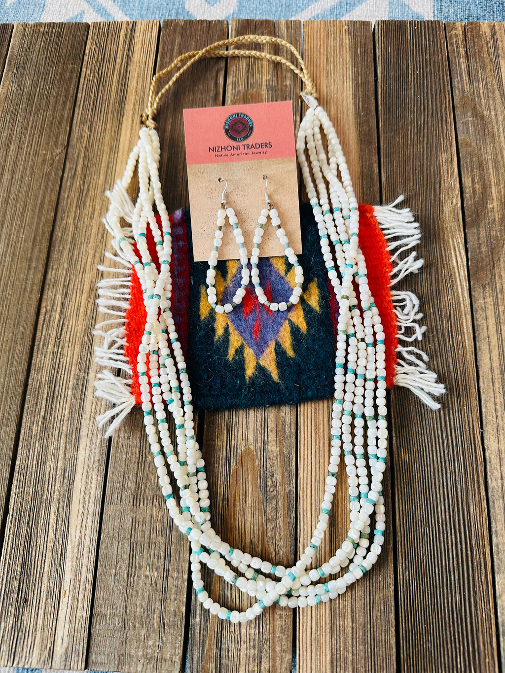 Santo Domingo Mother of Pearl, Turquoise & Heishi Beaded Necklace Set