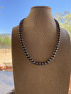 8mm Sterling Silver Navajo Pearl Style Beaded Necklace