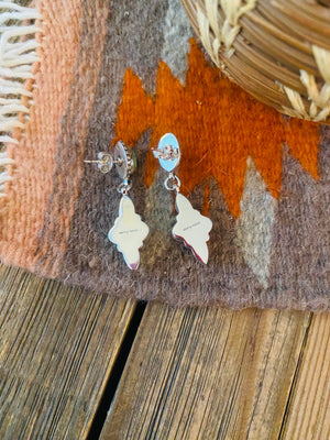 Handmade Mother of Pearl, Turquoise & Sterling Silver Dangle Earrings