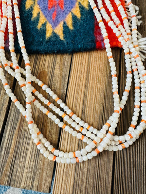 Santo Domingo Mother of Pearl, Spiny & Heishi Beaded Necklace