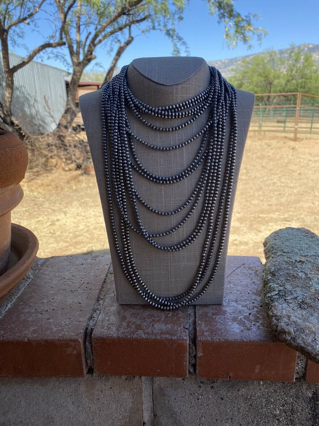 4mm Sterling Silver Navajo Pearl Style Beaded Necklace