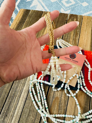 Santo Domingo Mother of Pearl, Turquoise & Heishi Beaded Necklace Set