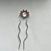Handmade Pearl & Coral Sterling Silver Hair Pin Signed Nizhoni